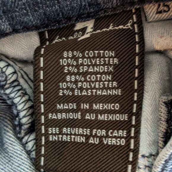 7 For All Mankind Gwenevere Medium Wash Distressed Low Rise Blue Jeans, Size 25 - Picture 5 of 10